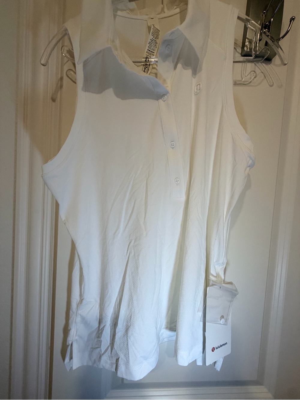 lululemon athletica White Sleeveless Polo Tank with Subtle Logo